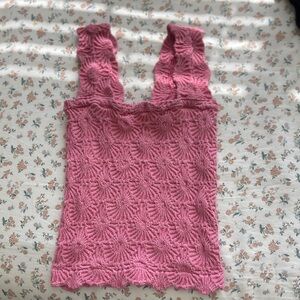 Pink Square-Neck Tank Top
